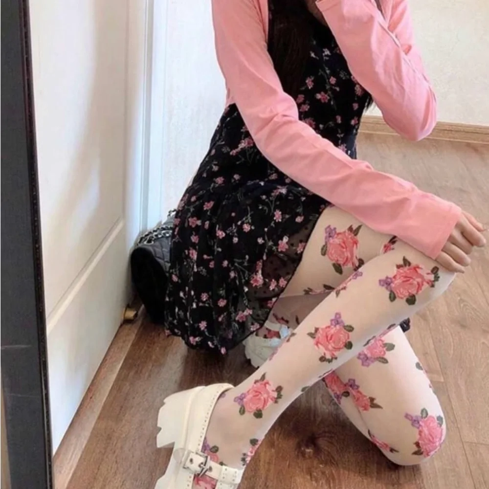 Floral Patterned Women's Tights